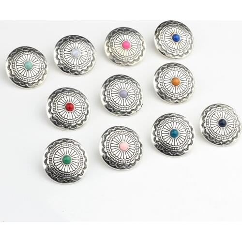 Zinc Alloy Retro Round Sunflowers Buttons Charms For DIY CONCHO Charms 3pcs/lot 30MM Jewelry Accessories