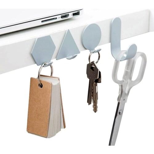 4pcs/set Self-adhesive Hook Decoration Keys Hook Wall Mounted Clothes Coat Storage Holder Bathroom Home Decor Wall Hook