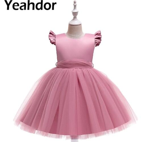 Girls Summer Dress Kids Dresses For Girls Princess Dress With Mesh Belt Children Pageant Party Wedding Flower Girls Clothes