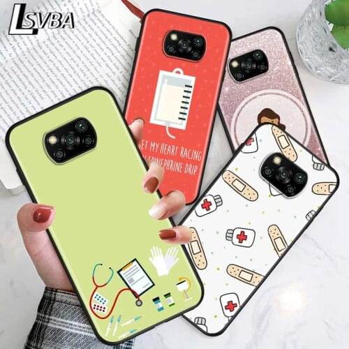Nurse Medical for Xiaomi Poco X3 NFC X2 M3 M2 F2 F3 Pro C3 F1 A2 Lite Mix3 Play Silicone Soft Black Phone Case