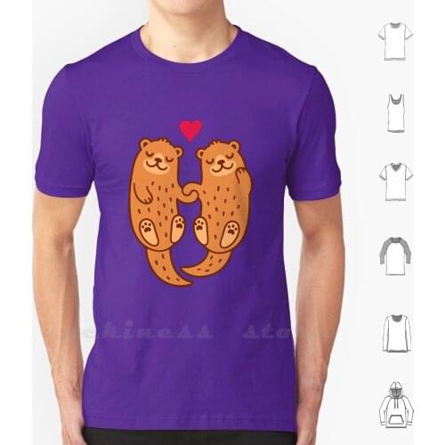 Otterly Adorable T Shirt 100% Cotton DIY S-6xl Otter Cute Significant Otter Couple Cartoon Love Holding Hands