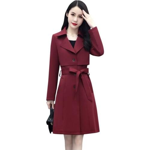 2021 New Spring Autumn Womens Windbreaker Coat High-end Casual Outerwear Women Trench Coat Long Single-Breasted Ladies Overcoat