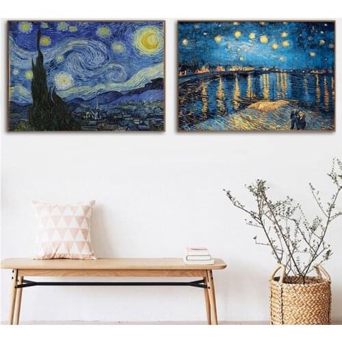 Van Gogh Starry Night Abstract Landscape Canvas Poster Famous Classic Wall Art Print Decorative Picture Modern Living Room Decor