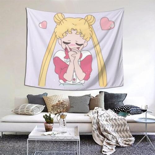 Sailor Girl Tapestry Japanese Anime Kawaii Tapestry Wall Bedspread Bohemian Hanging Blanket For Bedroom Dorm