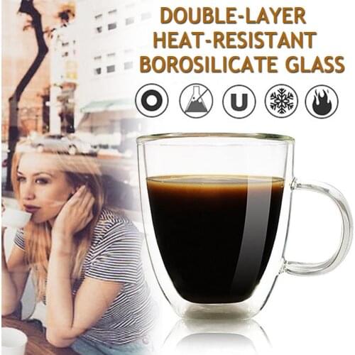 350ml Double Wall Glass Cup Beer Whiskey Cocktail Mug Coffee Tea Milk Cup Heat-Resistant Transparent Glass Drinkware