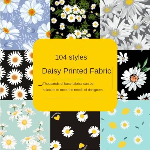 104 styles of daisy digital printing fashion fabric chiffon satin four-way stretch twill swimsuit material fabric for dress