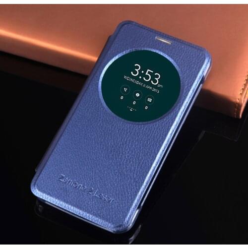 Smart Circle View Case For Asus Zenfone 2 Laser ZE500KL ZE500KG 5.0" Auto Sleep Wake Function Flip Cover Leather Shell