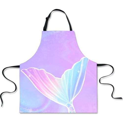 Funny Aprons For Women Cute Mermaid Scale Print Kitchen Apron Dinner Party Cooking Apron Adult Cozinha Tablier Cuisine Pinafore