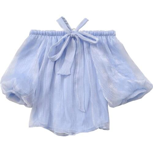 Korean Summer New Retro Palace Style Puff Sleeve Lace-up Collar Strapless Short Shirts Women Tops Fashion Streetwear 2021