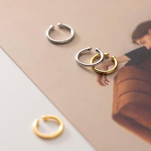 100% Real 925 Sterling Silver Simple Cuff Earrings Non-Pierced Cartilage Earrings for Women Girls