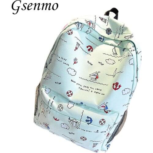 GsenmCanvas Printing Backpack Women Cute School Backpacks for Teenage Girls Vintage Laptop Bag Rucksack Bagpack Female Schoolbag