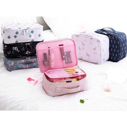 Women Waterproof Oxford Travel Organizer, Cosmetic Make Up Bags, Wash Bags, Beauty Case with Brush Slots