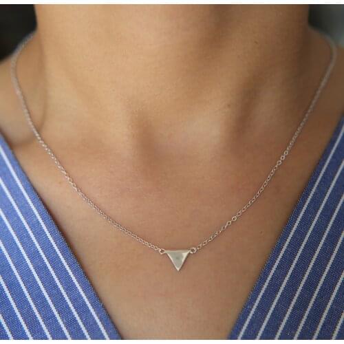 Triangle Shaped 925 sterling silver Pendant Necklace 2017 New Party Trendy Vintage Jewelry for Women