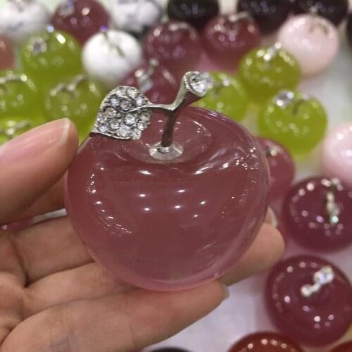 1pcs Natural Rose Crystal Apple Figurine Decoration