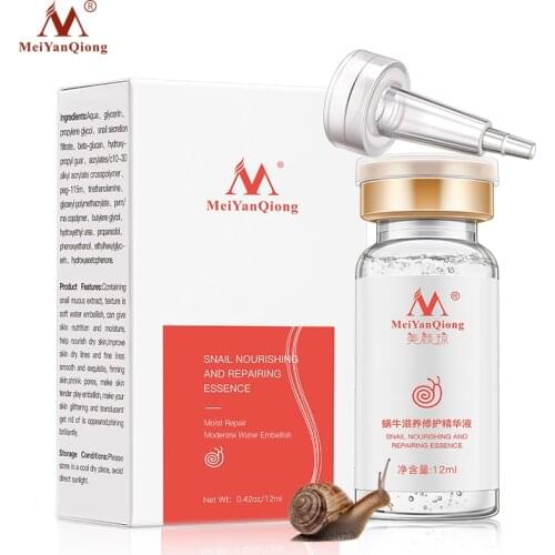 10pcs/lot Snail liquid contains plant essence hyaluronic acid anti-aging whitening skin lifting skin moisturizing essence 12 ml