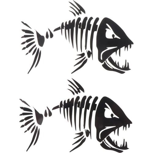 2Pcs Skeleton Fish Stickers Fish Teeth Mouth Stickers Graphics Accessories for Kayak Fishing Boat Canoe Dinghy Window Car