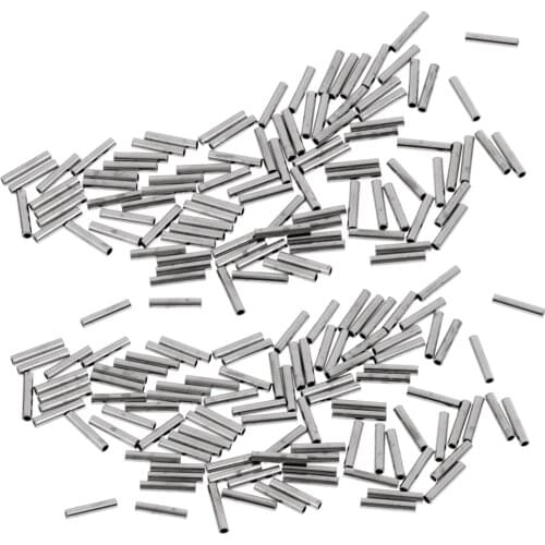 200 Pieces Single Barrel Crimp Sleeves, 100% Copper, Fishing Line Leader Rigging Tackle Wire Rope Clips Tube Connector 1.2x8mm