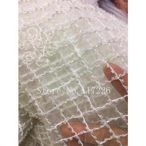 5 yards tube beaded cord embroidery net tulle mesh lace JRB-81001 for wedding dress/evening dress/fashion show