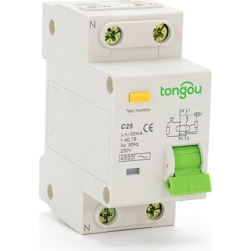 230V 1P+N 50/60Hz Residual Current Circuit breaker With Over Current and Leakage Protection RCBO 25A