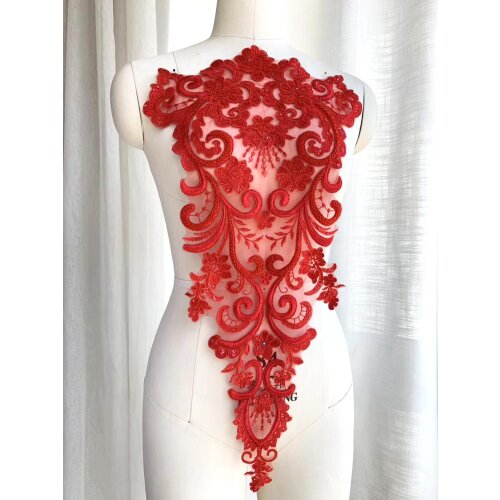 Large Flower Beads Applique For Wedding/Evening Dress Sequins Embroidery Lace Fabric Patches Sew On Floral Patch Accessories