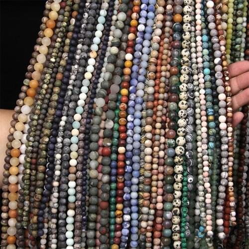 100% Natural Color Stone Beads Matte Frosted Dull Polished Jaspers Beads DIY Making Bracelet Necklace Earring Jewelry Wholesale