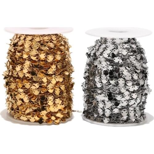 6MM width stainless steel Heart Link Chains silver/gold tone Cable Chains with Spool for Bracelet Necklace Jewelry Making