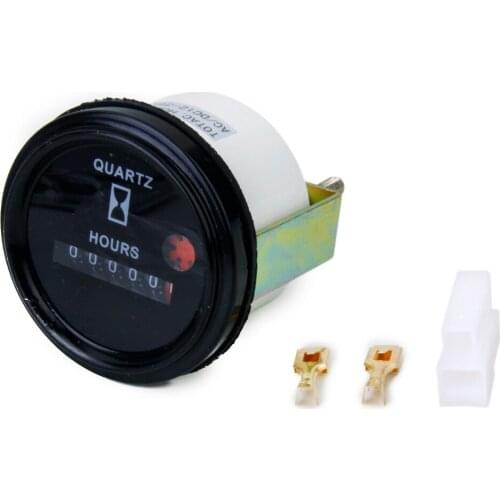 DC/AC 12-36V 6-Digit Round Quartz Hour Meter Gauge for Boat Car Truck Engine