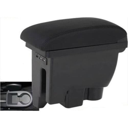 For Skoda Rapid Spaceback Armrest Box + 3USB Black Leather Center New Storage Box Modification