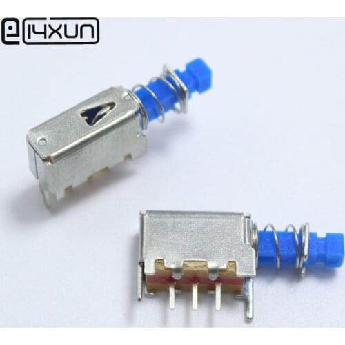 EClyxun 5pcs A05 3pin TV Power Switch With Spring Self-locking Blue DC 12V 50MA Unidirection Push-button Switch