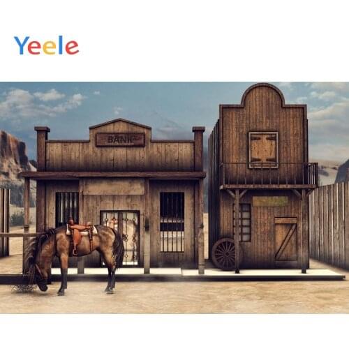 Wild West Western Cowboy Style Wooden House Horse Scene Photography Backgrounds Custom Photographic Backdrops For Photo Studio