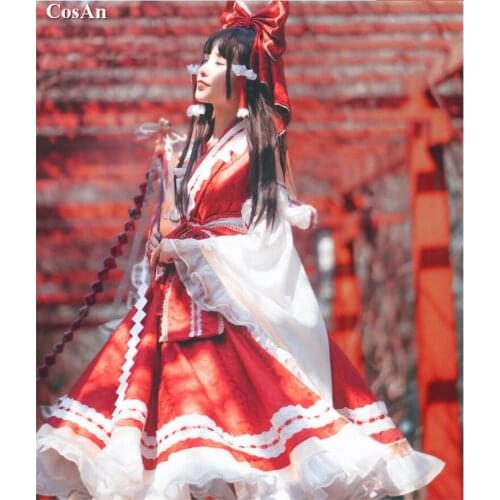 Hot Game Touhou Project Hakurei Reimu Cosplay Costume The High Quality Red Kimono Female Party Role Play Clothing Custom-Make