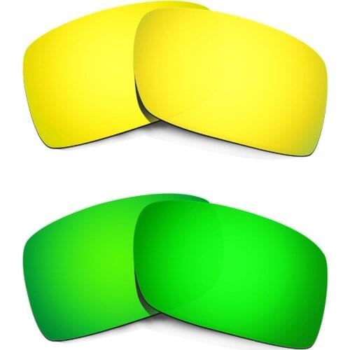HKUCO For Gascan Sunglasses 2 Pairs Polarized Replacement Lenses 24K Gold/Emerald Green