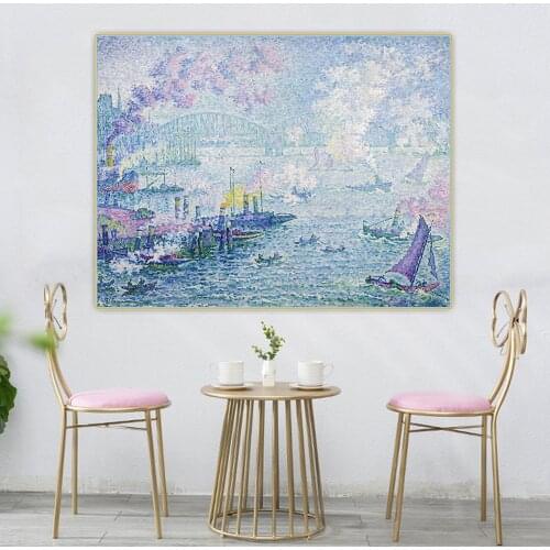 Holover Canvas Oil Painting Paul Signac"The Port Of Rotterdam"Western Art Decor Poster Artwork Wall Aesthetic Home Decoration