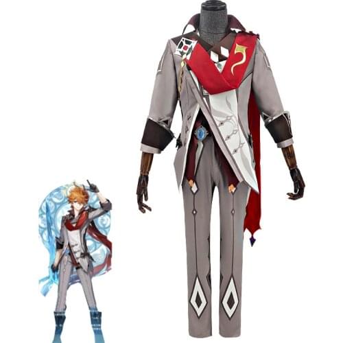 Game! Genshin Impact Tartaglia Cosplay Costume Men Fancy Uniforms Top Pants Coat Halloween Carnival Party Outfits Custom Made