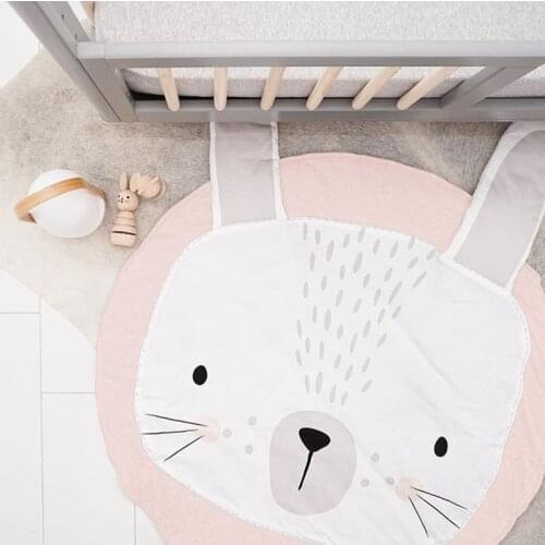 Play Mat Cartoon Animal Baby Mat Newborn Infant Crawling Blanket Cotton Round Floor Carpet Rugs Mat for Kids Room Nursery Decor