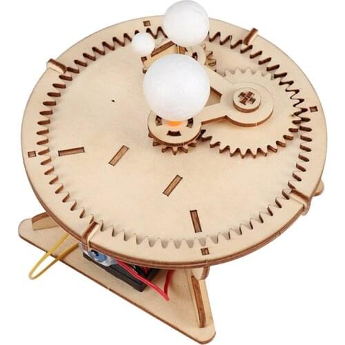 DIY Science Toys Kids Solar System Model Astronomy Sun Earth Moon Planet School Electric STEM Education Kits Wood School Teacher