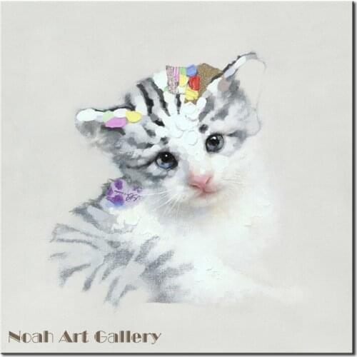 Lovely Animal Cat Oil Painting Hand Painted Canvas Animal Painting Cat Home Decor Picture Unframed Wall Art Artwork Canvas Photo