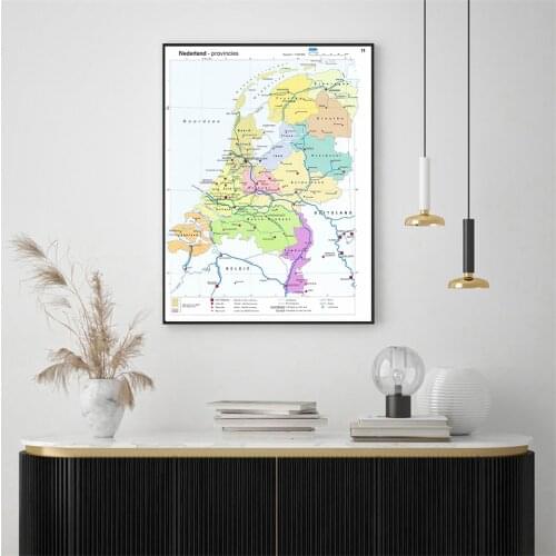 42*59cm In Dutch Netherland Provinces Map Small Size Wall Art Poster Canvas Painting School Supplies Living Room Home Decoration