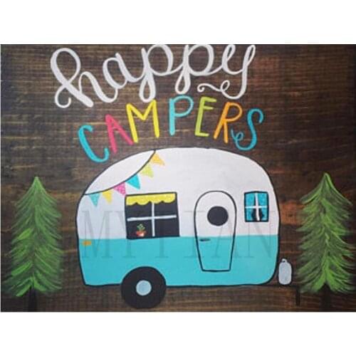 5D Diy Daimond Painting Happy campers Diamond Painting full Round Rhinestones 3d Square Painting Diamond Embroidery Scenery