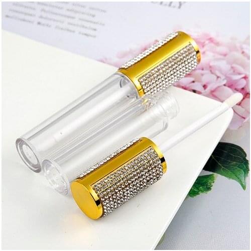 5ml Round Gold Empty Lip Gloss Containers Clear lipgloss Bottles Cosmetic DIY diamond lipgloss tube cosmetic containers