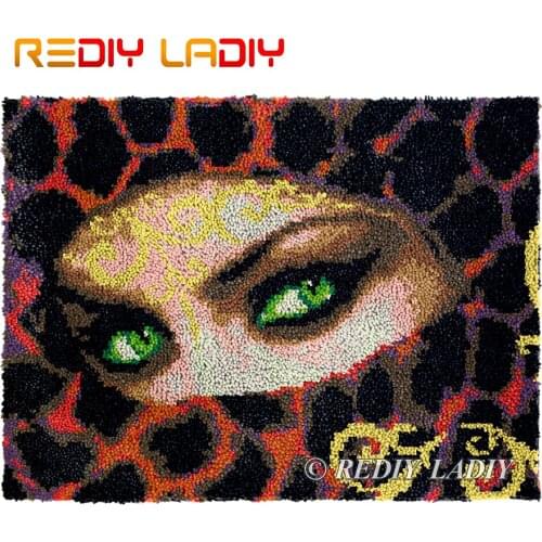 Latch Hook Kits DIY Carpet Rug Beauty Girl Mask Plush Tapestry Kits Crochet Floor Mat Chunky Yarn Cushion Hobby & Crafts 81*61cm