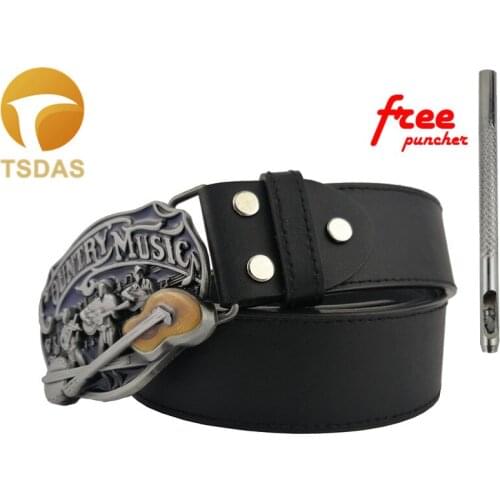 Country Music Metal Belt Buckle With Pewter Finish Fashion Enamel Belt Accessories Suitable 3.8-4cm Width Belt Easy to Wear