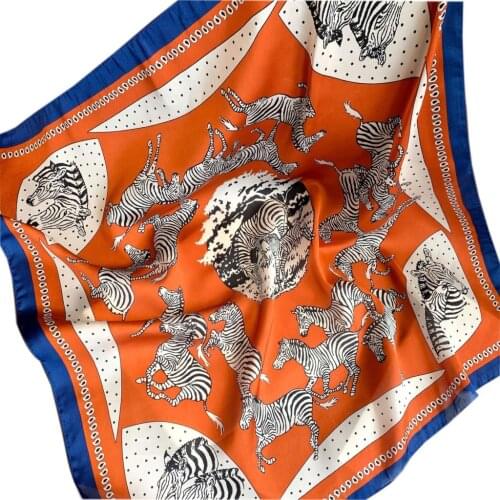 Fashion 2021 Silk Satin Hair Scarf Women Handkerchief Printed Female Square Head Bandana Small Neck hijab lady house scarves