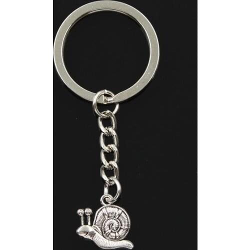 Fashion 30mm Key Ring Metal Key Chain Keychain Jewelry Antique Bronze Silver Color Plated Garden Snail 16x18mm Pendant