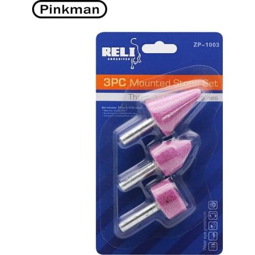 3pcs Abrasive Mounted Stone Set Multi Tool Grinding Burr Wheel Grinding Stone Wheel 1/4 Shank For Dremel Dremel Rotary Tools