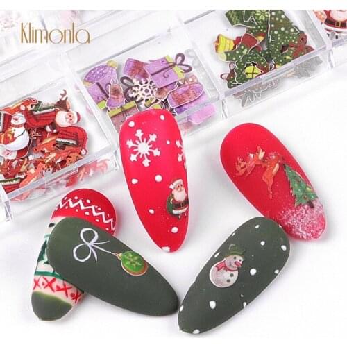 Mix Design 12Pcs Halloween Christmas Nail Art Accessories Flowers Butterfly Set Nails Wood Pulp Chips DIY Decoration Beauty Tool