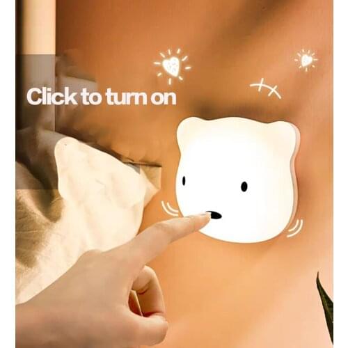 USB Rechargeable night light Touch Sensor Removable Wall Lamp Portable Cute Bear Desk lamp for Bedroom Cabinet Stairs Decorative