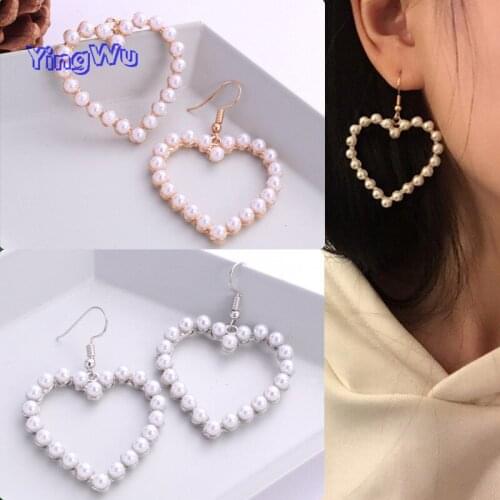 New Summer Lovely Heart Earrings For Women Geometry Circle Pearl Earrings Fashion