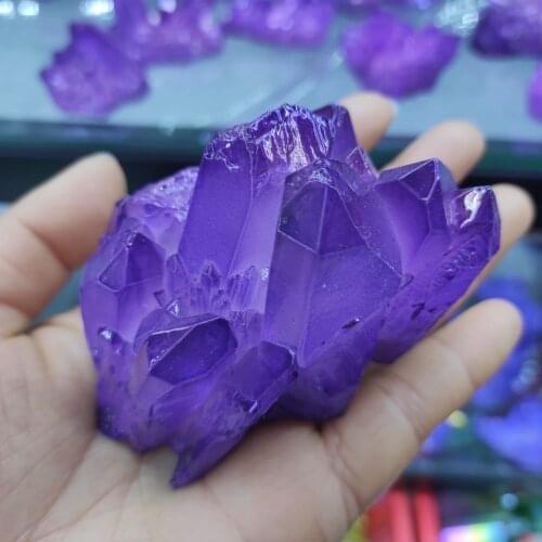 1pcs New Purple Electroplated Vug Crystal Quartz Specimen Electroplating Crystal Clusters Decoration Gift Healing