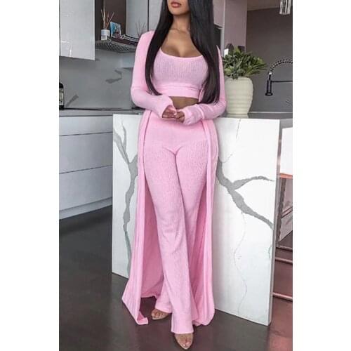 Autumn And Winter 2021 Womens Fashion Vest Jacket Trousers New Large Size Leisure Suit Three Pieces Set DSH530